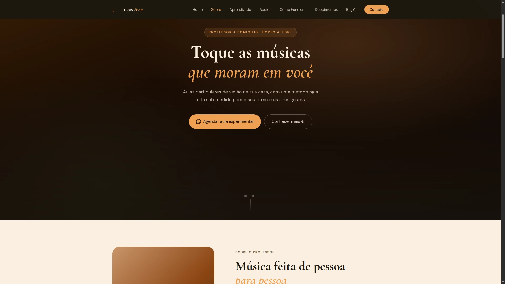 Site de Lucas Assis, professor de violão a domicílio em Porto Alegre